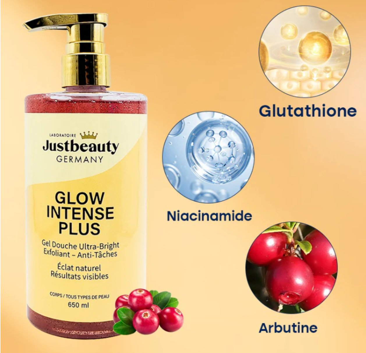 Just Beauty Glow Intense Plus Gel Douche Ultra Bright – 650 ml